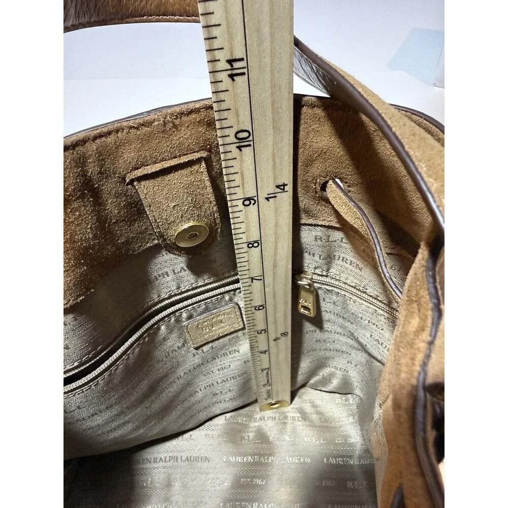 Lauren Ralph Lauren Dryden Diana Suede Leather Bucket Large Tote Shoulder Bag - Picture 5 of 6